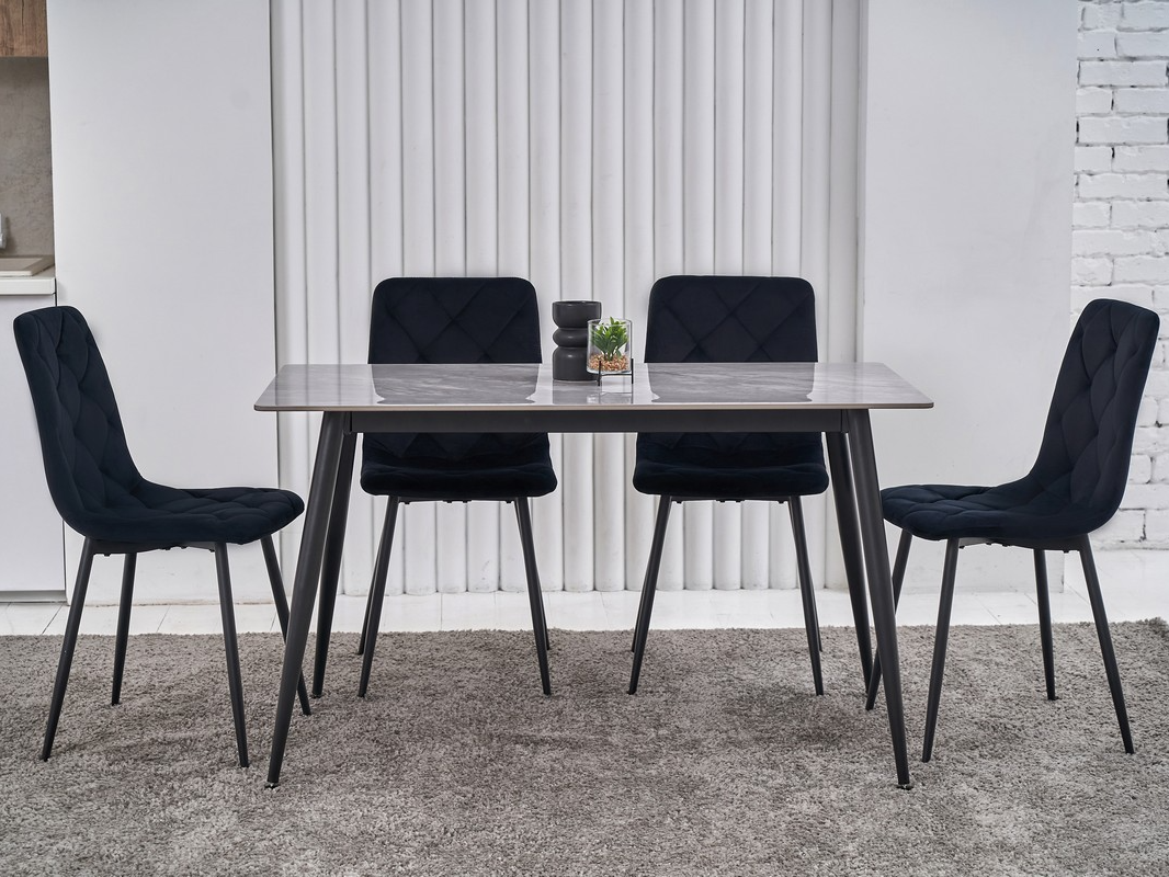 Зображення з  Обідній керамічний стіл TM-100 ребекка грей + чорний