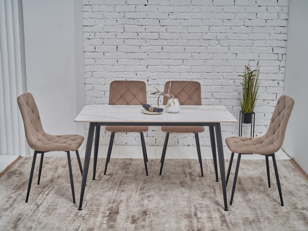 Зображення з  Обідній керамічний стіл TM-100 олімпо вайт + чорний