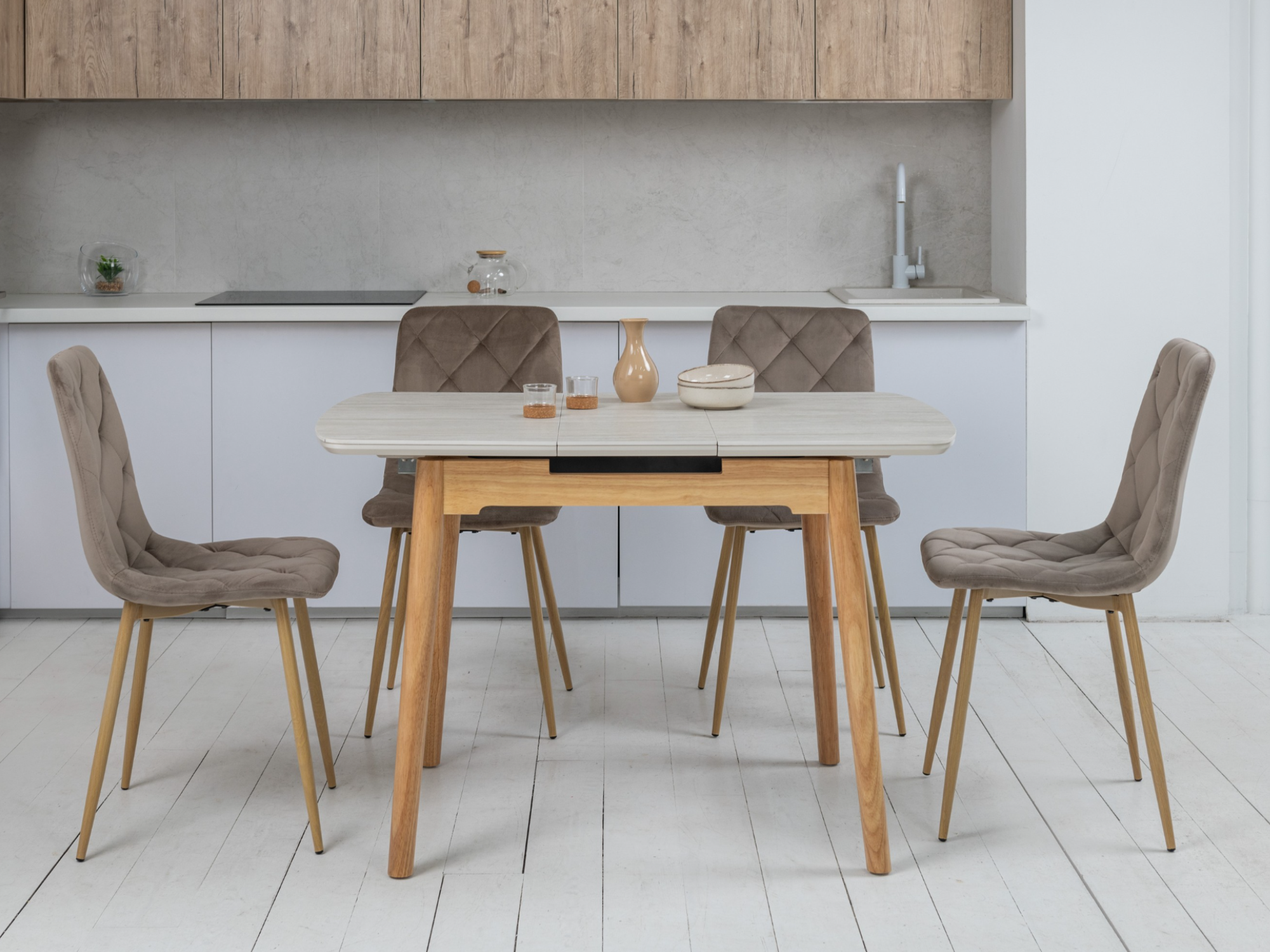 Зображення з  Керамічний стіл TM-87-1 травертін матовий + дуб