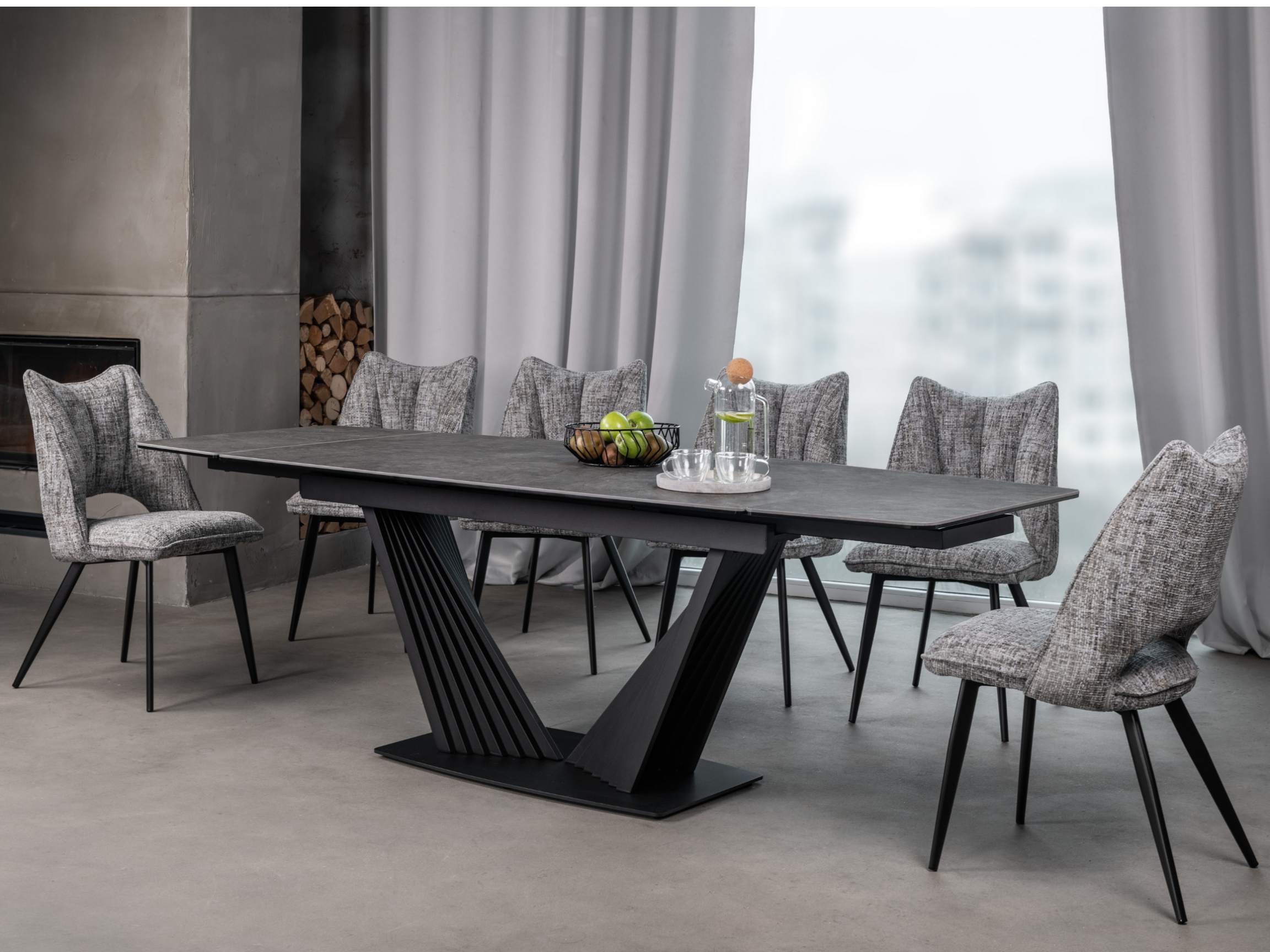 Зображення з  Керамічний стіл Феліче TML-1000 грей шторм + чорний