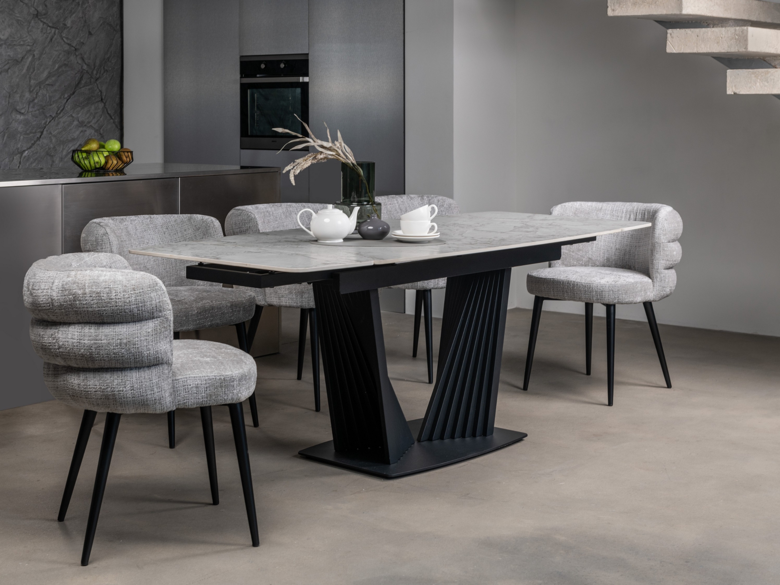 Зображення з  Керамічний стіл Феліче TML-1000-1 клауді грей + чорний