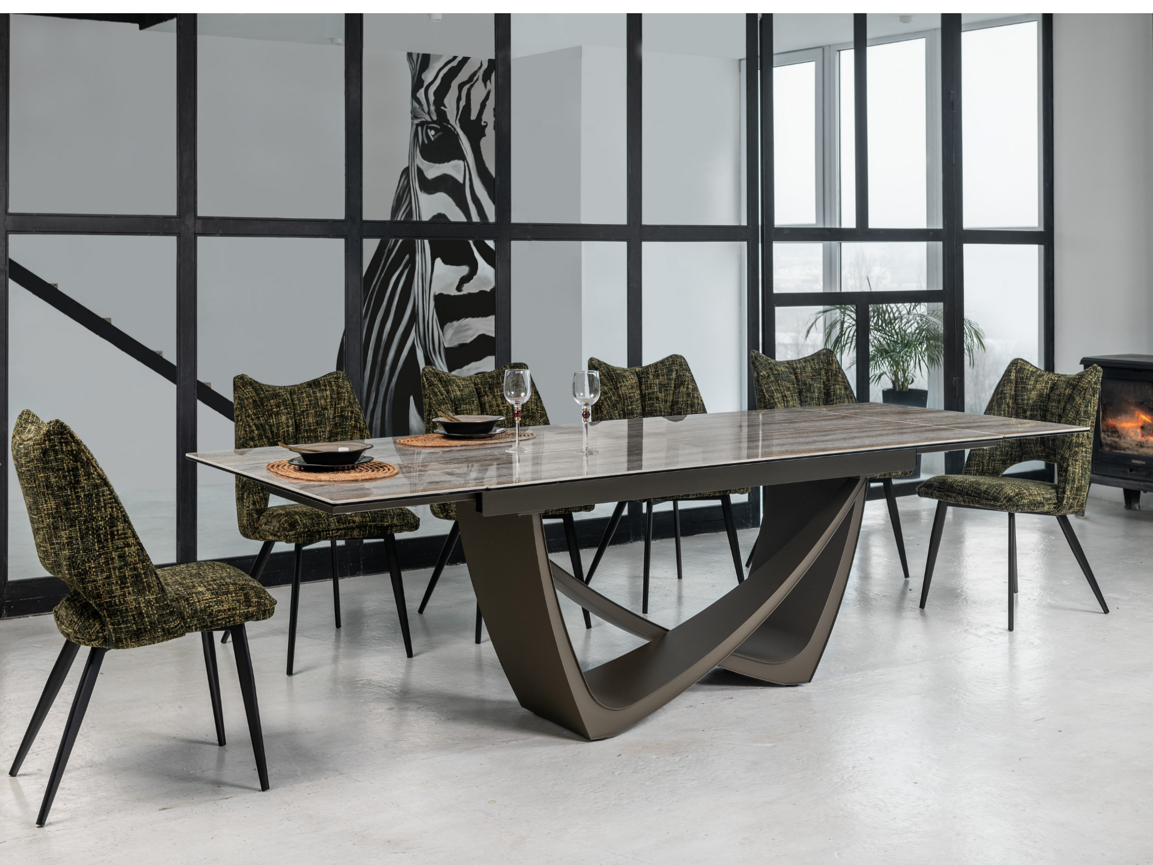 Зображення з  Керамічний стіл Беатріче TML-995 тайгер травертін + коричневий