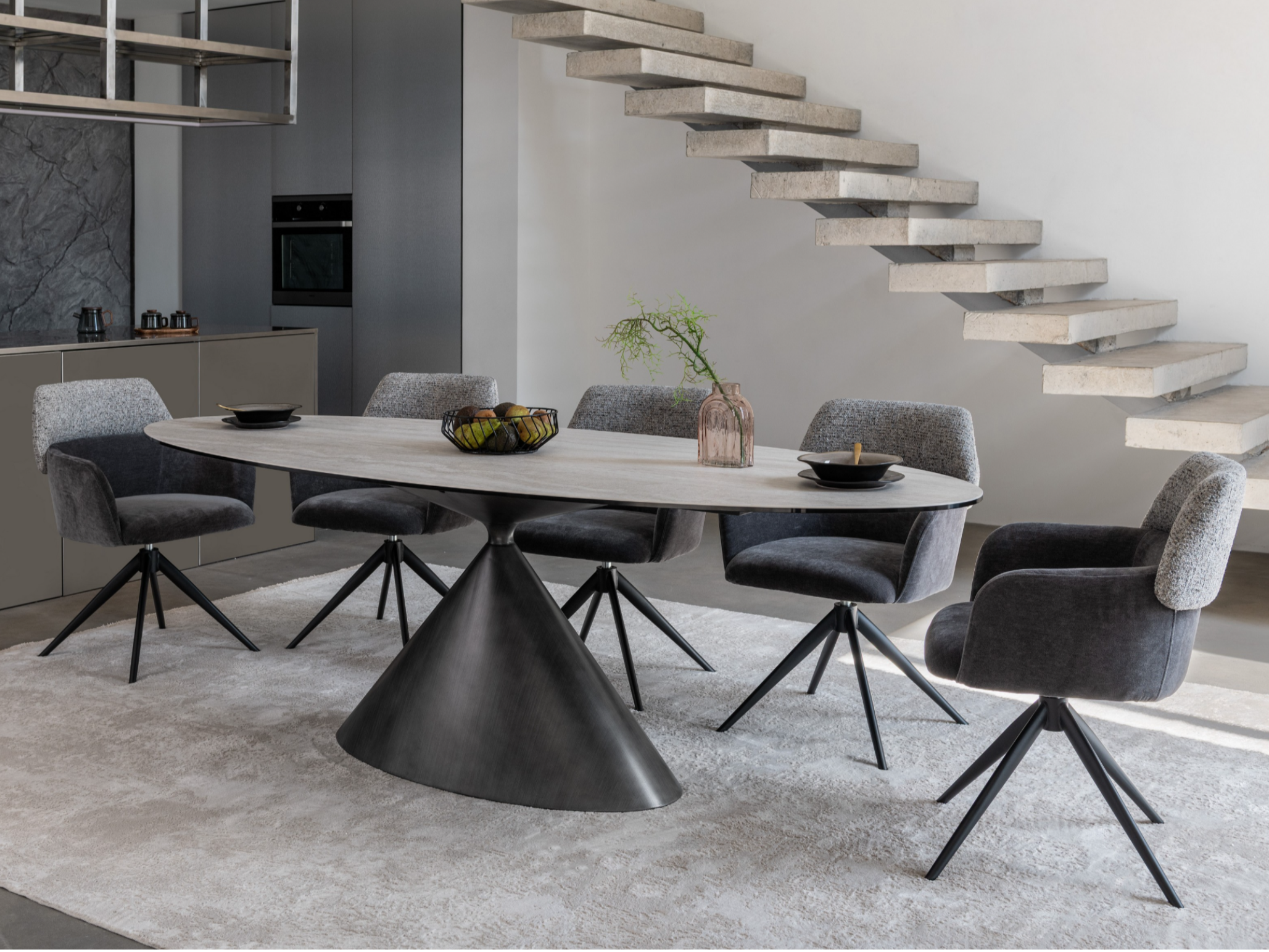 Зображення з  Керамічний стіл Тереза TML-1260 грей травертін + чорний