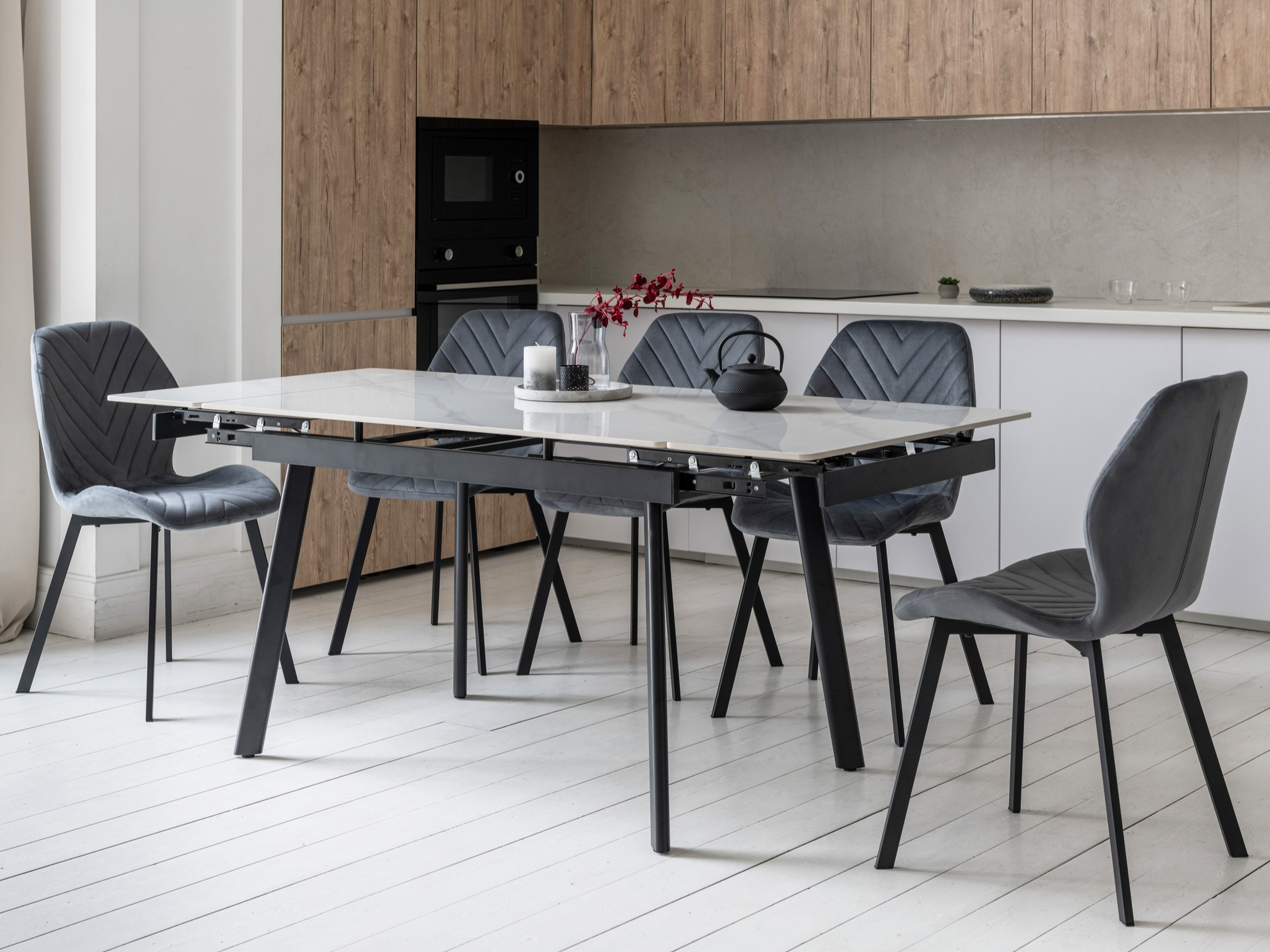 Зображення з  Керамічний стіл TM-98-1 білий мармур + чорний