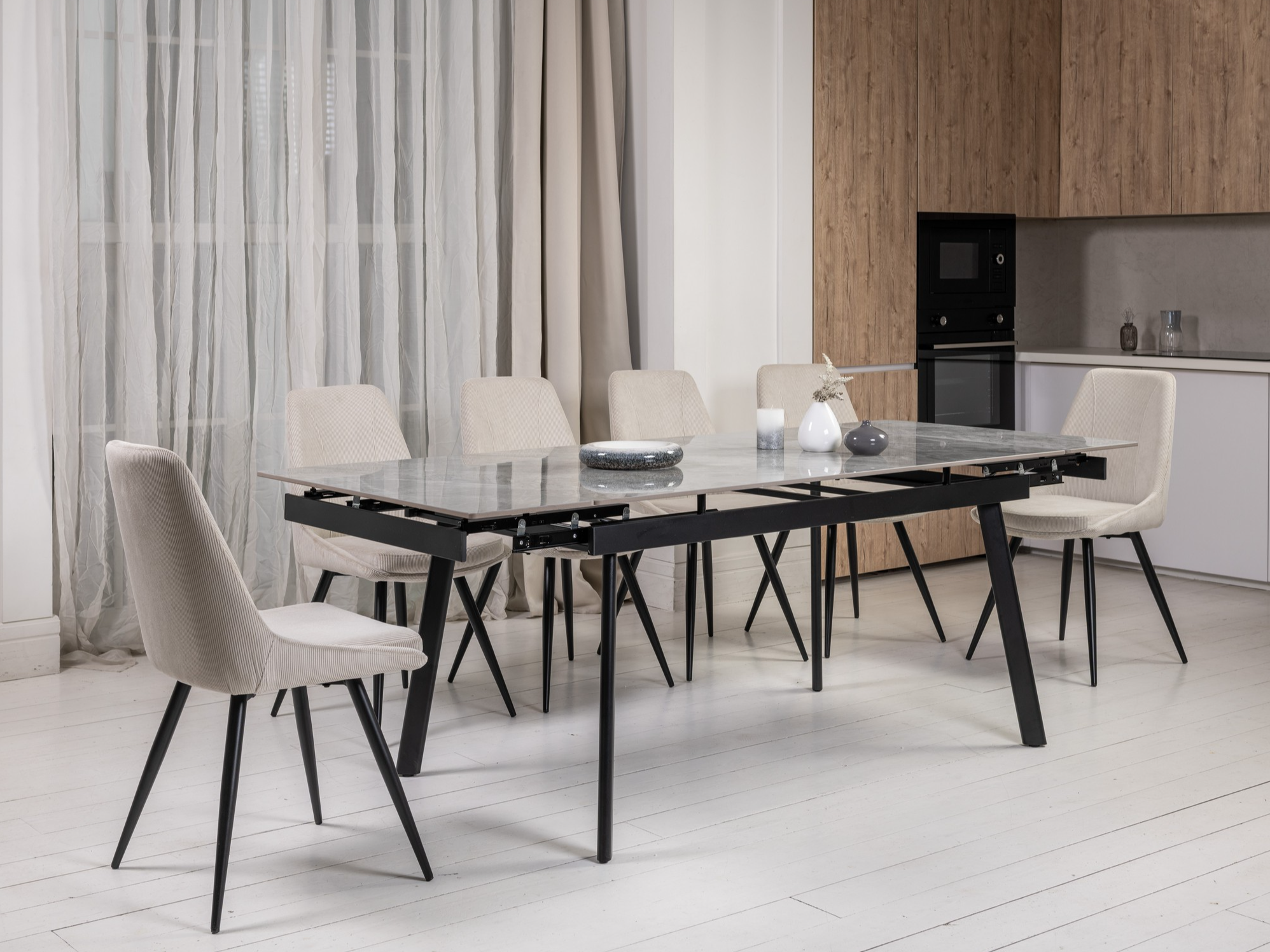 Зображення з  Керамічний стіл TM-98 б'янко каррара грей + чорний