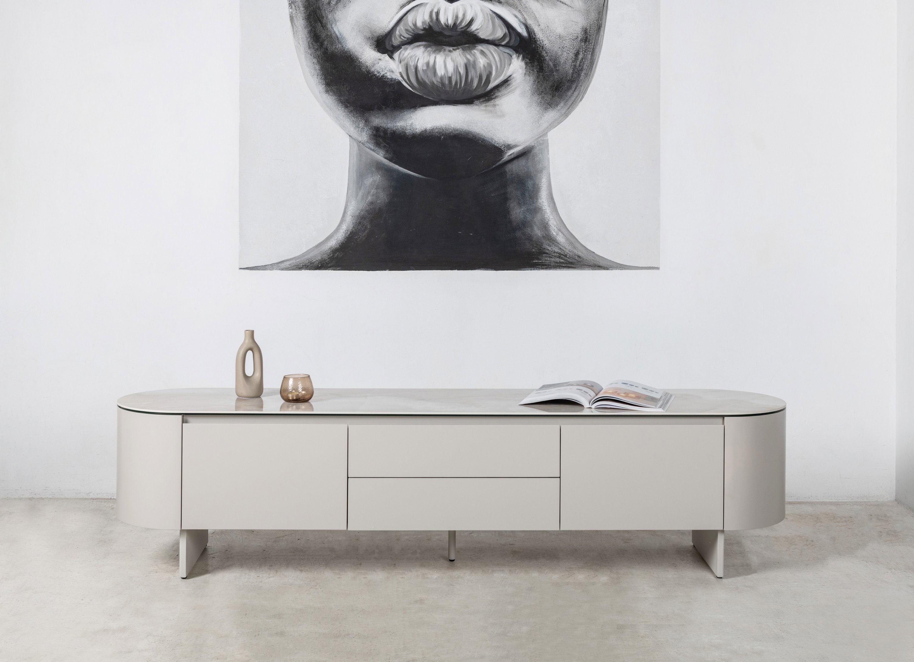 Зображення з  ТВ-тумба "Лунаріо" айворі онікс + айворі