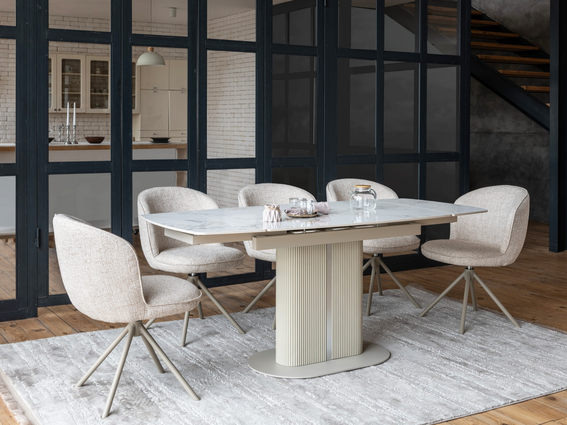 Зображення з  Керамічний стіл Комо TML-1306 статуаріо анго + бежевий