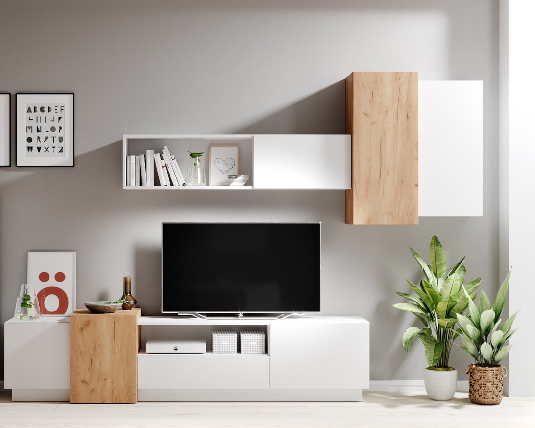 Зображення з  Стінка Perfect Home 3Д / 3D Білий/дуб крафт золотий