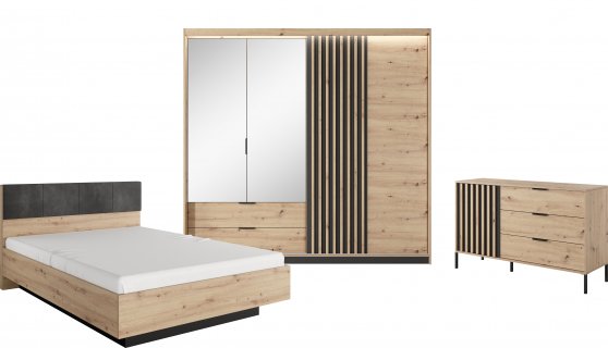 Зображення з  Спальня Perfect Home Таллі / Tally Дуб артизан/антрацит