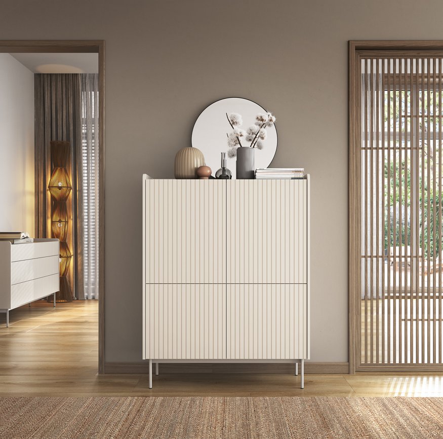 Зображення з  Комод високий Perfect Home Левел / Level 4-дверний 4D/103 Беж/дуб сканді