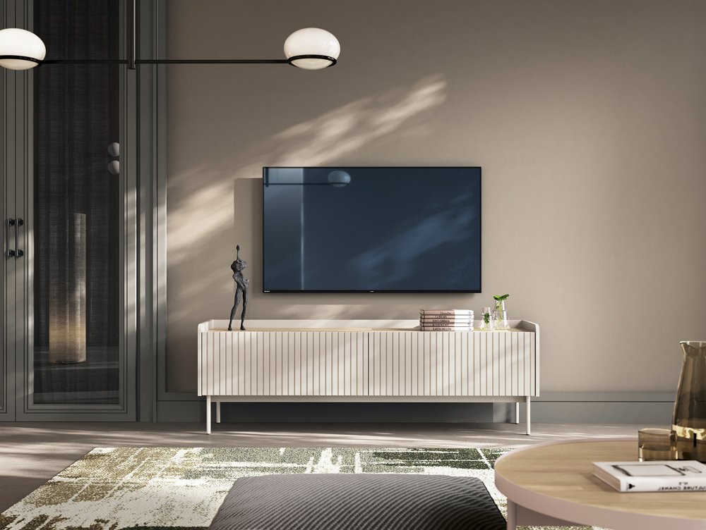 Зображення з  Тумба під телевізор Perfect Home Левел / Level 2-дверна 2D/153 Беж/дуб сканді