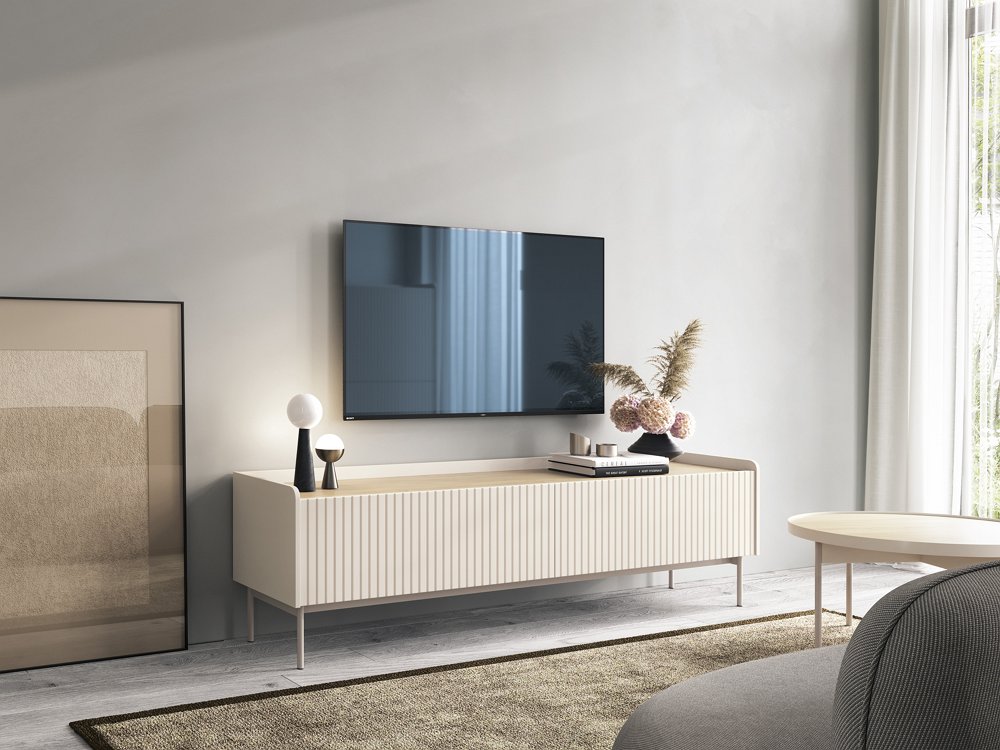 Зображення з  Тумба під телевізор Perfect Home Левел / Level 2-дверна 2D/181 Беж/дуб сканді