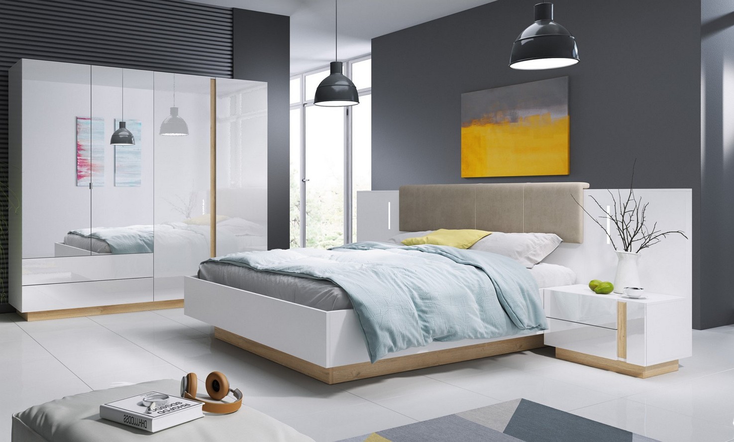 Зображення з  Спальня Perfect Home Арко / Arco A Білий глянець/дуб грандсон