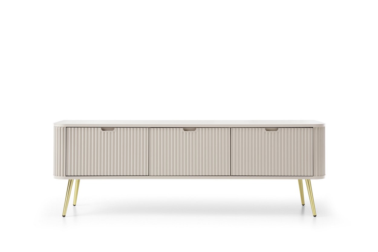 Зображення з  Тумба під телевізор Perfect Home Зова / Zova 3-дверна з золотими ніжками RTV168 Кашемір