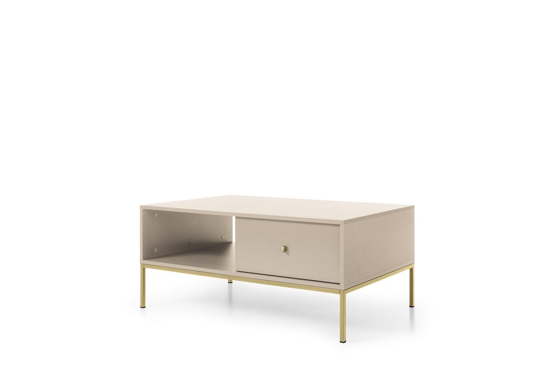 Зображення з  Стіл журнальний Perfect Home Моно / Mono з 2 шухлядами та золотими ніжками ML104 Беж пісочний