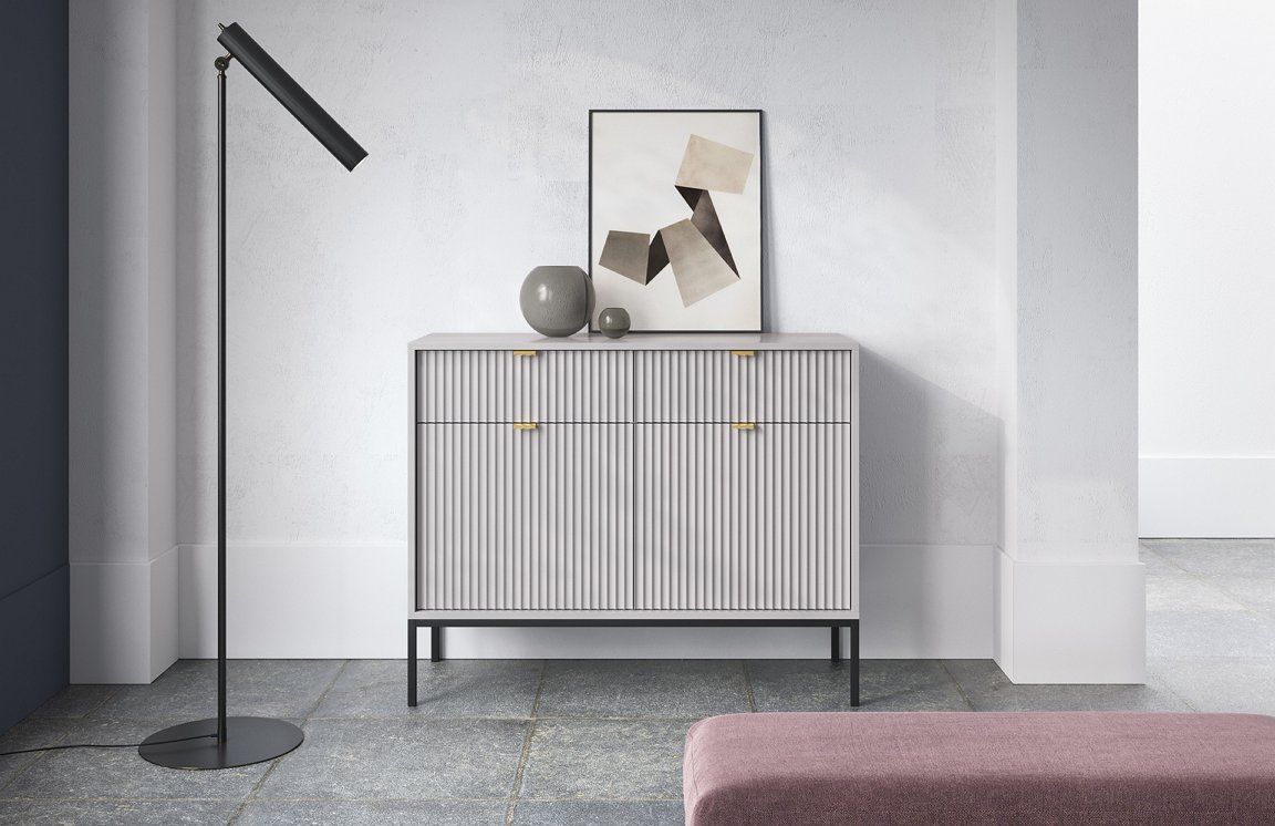 Зображення з  Комод Perfect Home Нова / Nova 2-дверний з 2 шухлядами і чорними ніжками KSZ104 Сірий