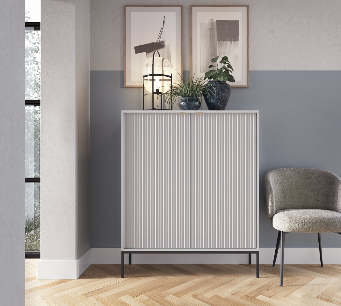 Зображення з  Комод високий Perfect Home Нова / Nova 2-дверний з чорними ніжками K104 Сірий
