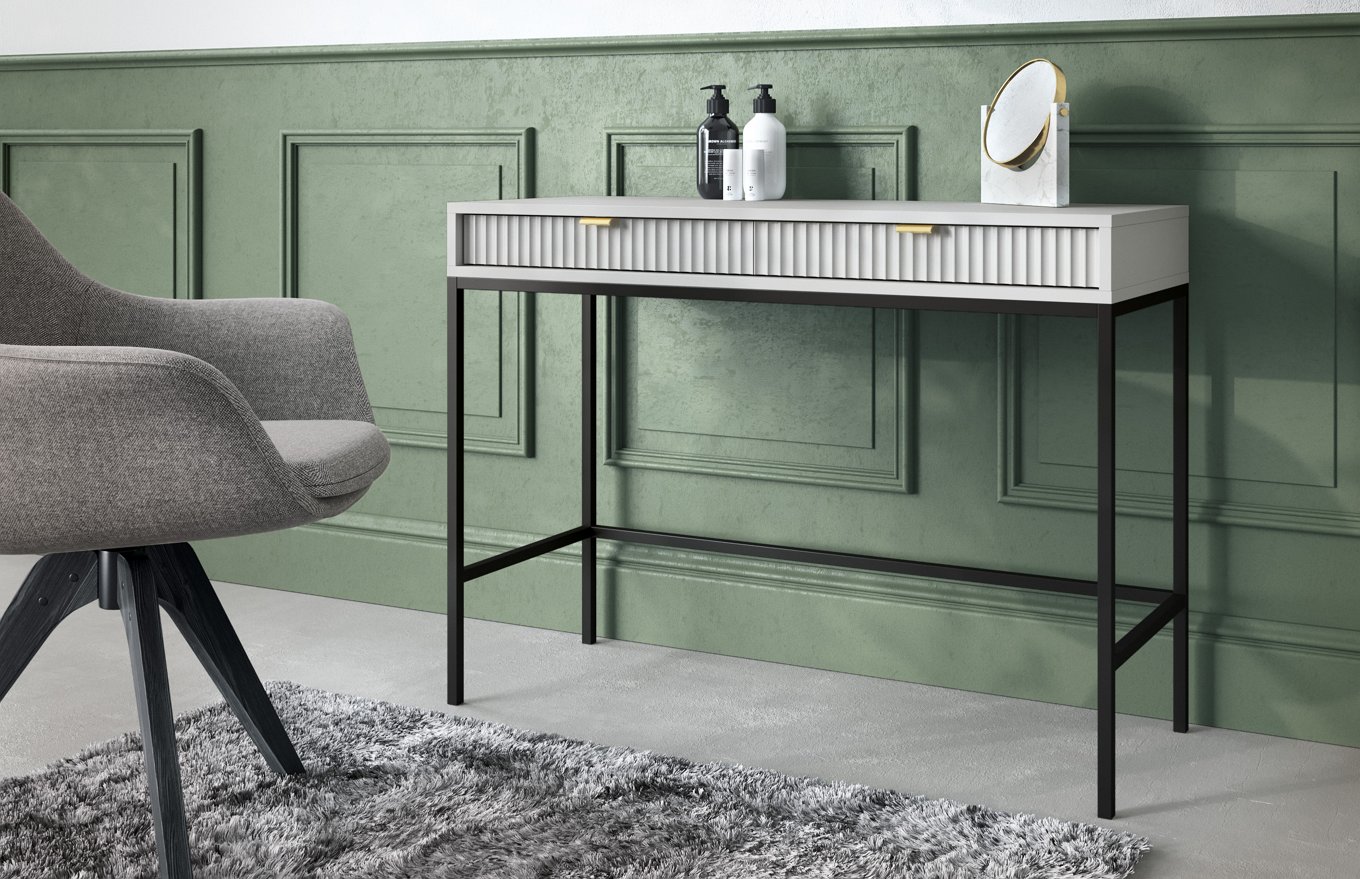 Зображення з  Стіл туалетний Perfect Home Нова / Nova з 2 шухлядами та чорними ніжками T104 Сірий