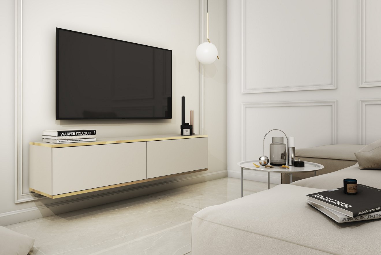 Зображення з  Тумба під телевізор навісна Perfect Home Оро / Oro 2-дверна RTV135 Бежевий