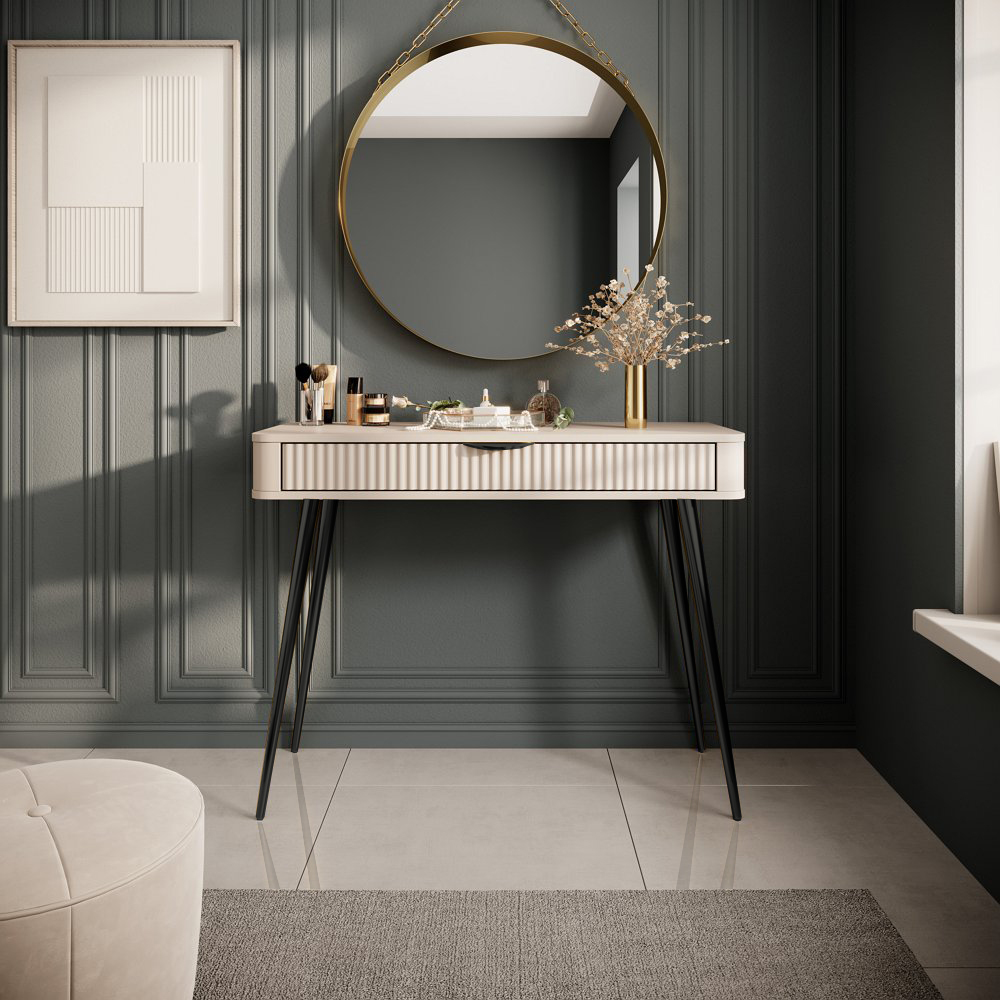 Зображення з  Стіл туалетний Perfect Home Ланте / Lante 1S/100 з 1 шухлядою і чорними ніжками Беж