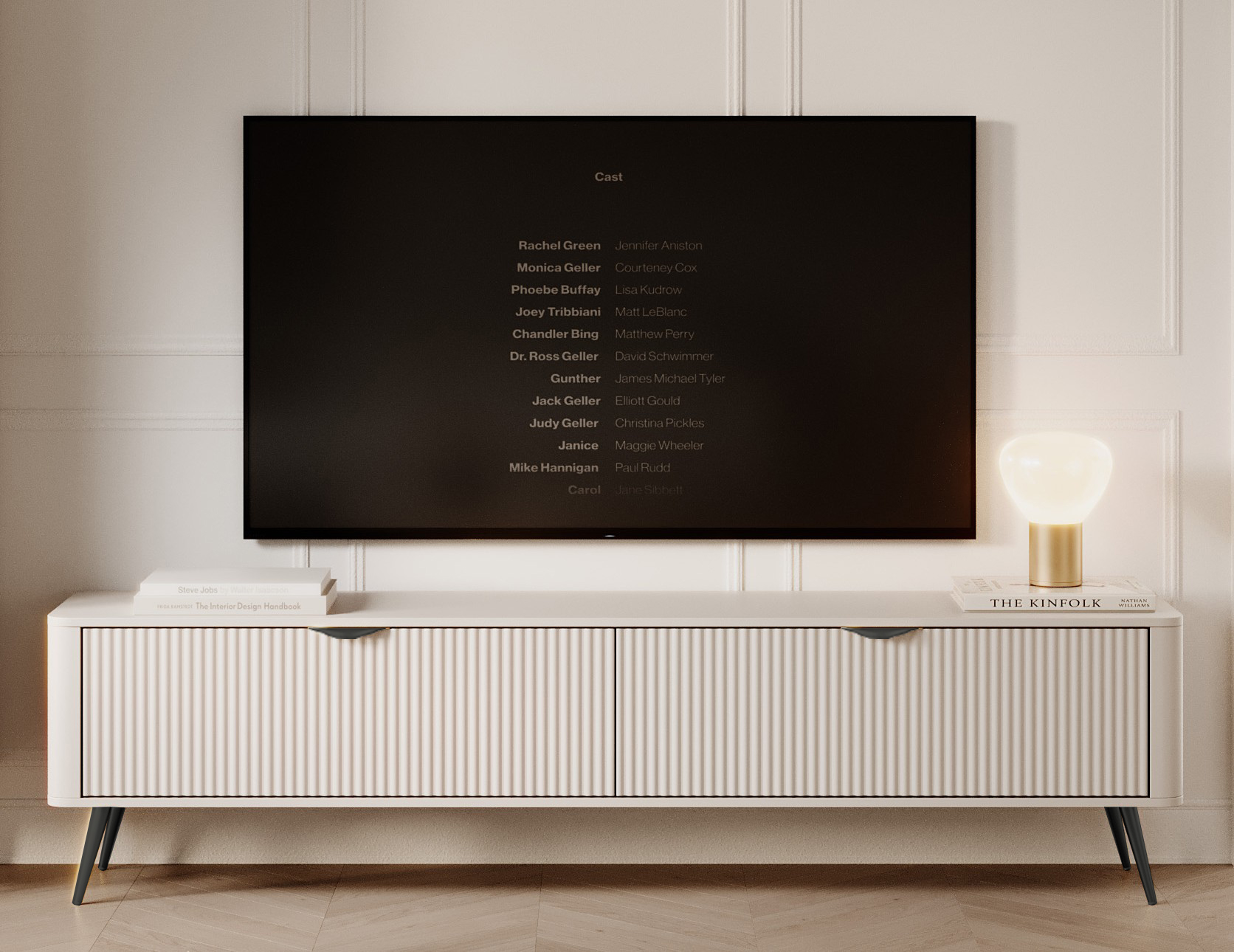 Зображення з  Тумба під телевізор Perfect Home Ланте / Lante 2-дверна з чорними ніжками 2D/163 Беж