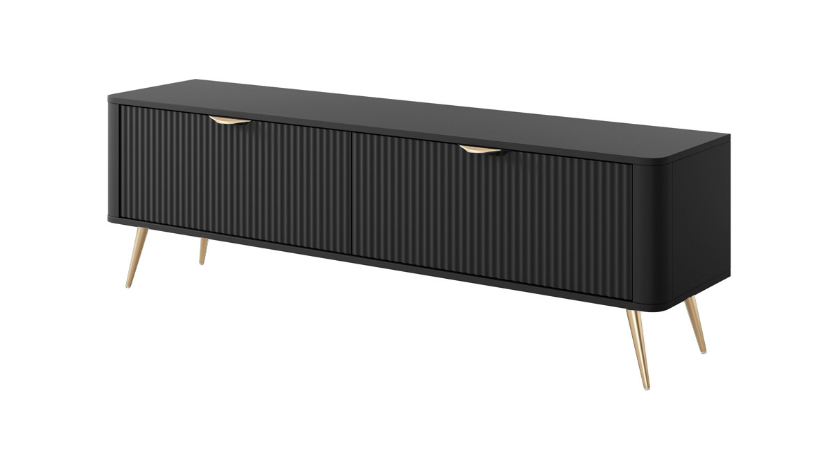 Зображення з  Тумба під телевізор Perfect Home Ланте / Lante 2-дверна з золотими ніжками 2D/163 Чорний