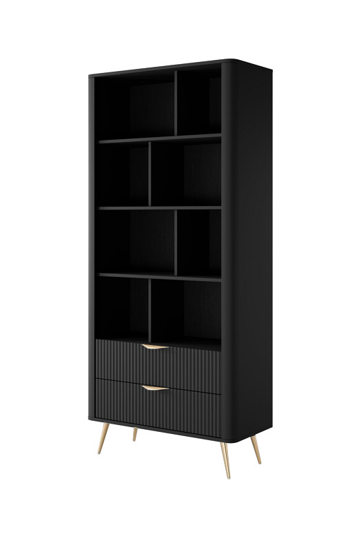 Зображення з  Стелаж Perfect Home Ланте / Lante 2S з 2 шухлядами і золотими ніжками Чорний