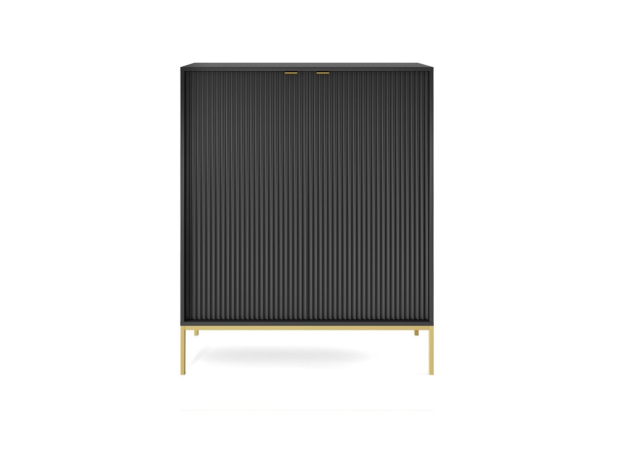 Зображення з  Комод високий Perfect Home Нова / Nova 2-дверний з золотими ніжками K104 Чорний