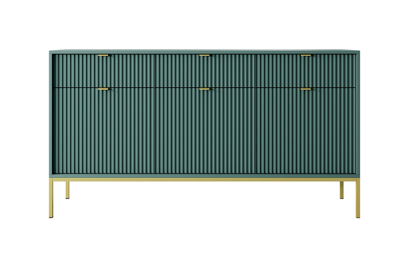 Зображення з  Комод Perfect Home Нова / Nova 3-дверний з 3 шухлядами і золотими ніжками KSZ154 Лабрадор