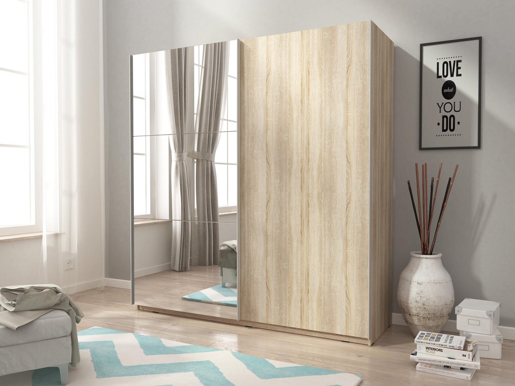Зображення з  Шафа-купе Perfect Home Міка II / Mika II 200 2-дверна з дзеркалом Дуб сонома