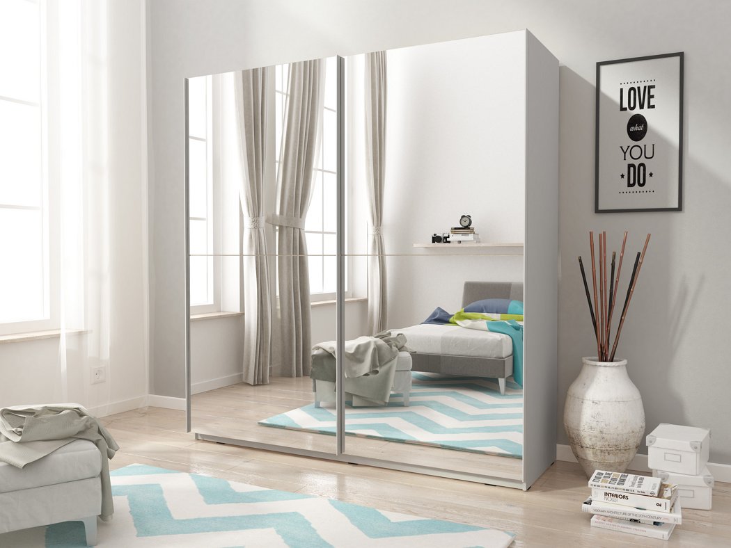 Зображення з  Шафа-купе Perfect Home Міка III / Mika III 200 2-дверна з дзеркалом Білий