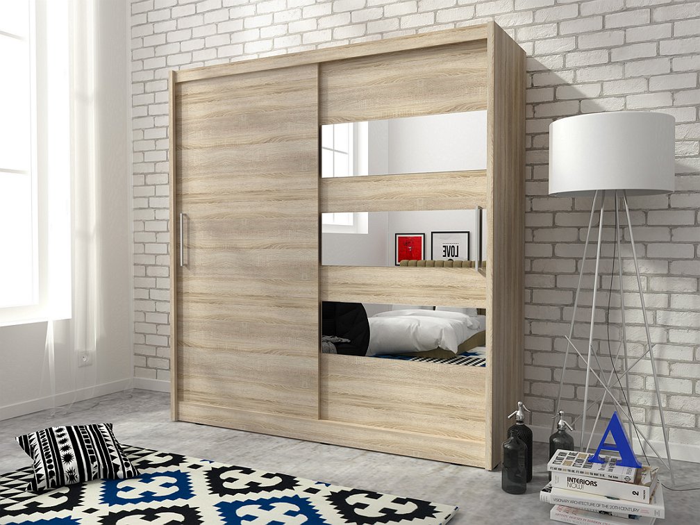 Зображення з  Шафа-купе Perfect Home Мая III / Maja III 200 2-дверна з дзеркалом Дуб сонома