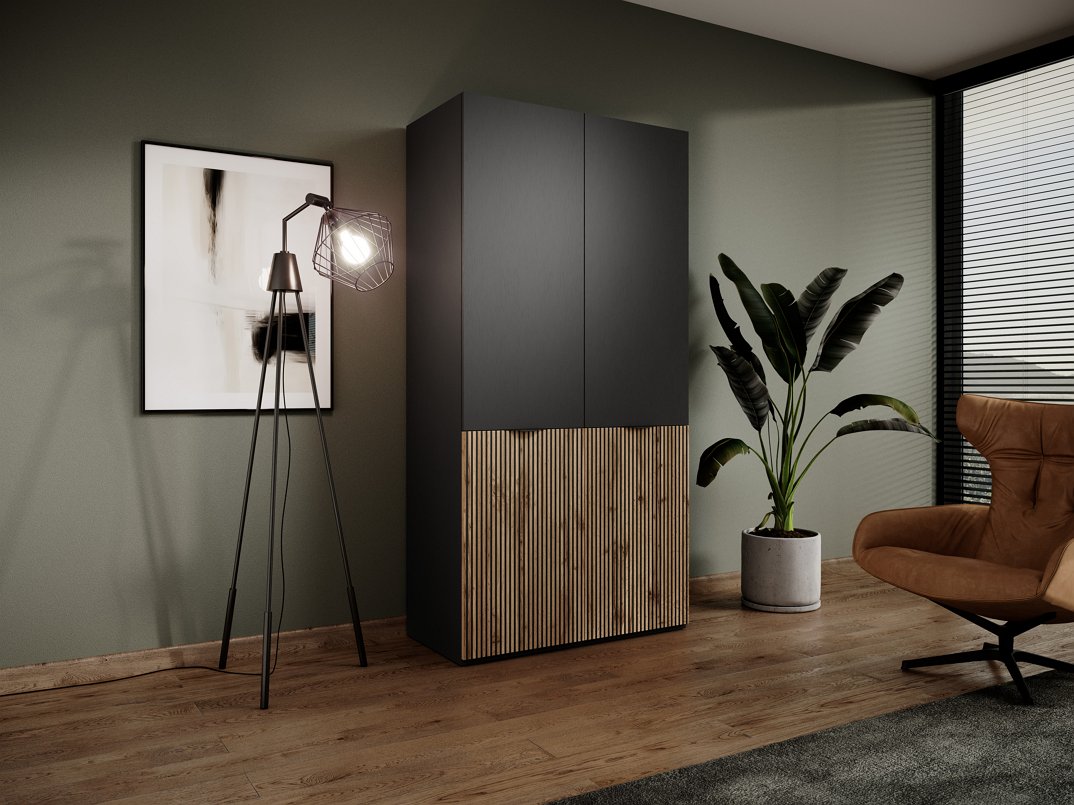 Зображення з  Шафа для одягу Perfect Home Сендбокс / Sandbox SENTO 2-дверна Чорний