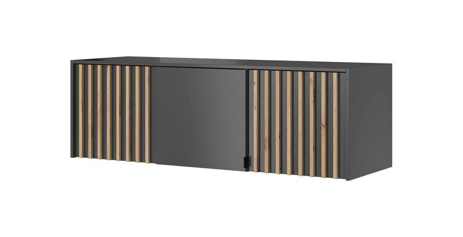 Зображення з  Тумба-надставка Perfect Home Неллі / Nelly 3D 3-дверна Графіт/дуб артизан