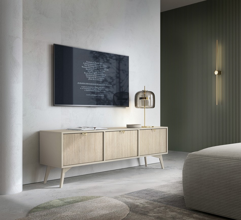 Зображення з  Тумба під ТВ Perfect Home Форест / Forest RTV158 3-дверна Беж пісочний/ялиця сканді