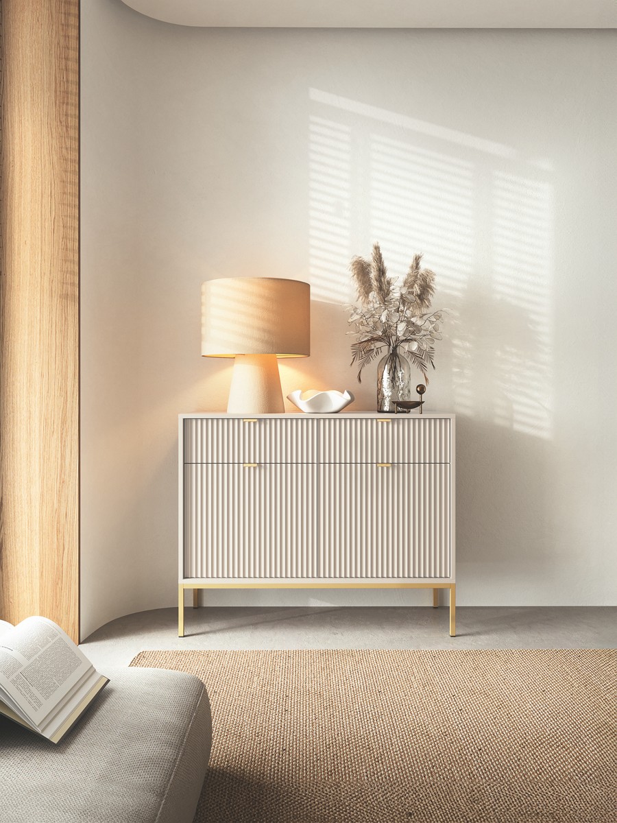 Зображення з  Комод Perfect Home Нова / Nova 2-дверний з 2 шухлядами і золотими ніжками KSZ104 Кашемір