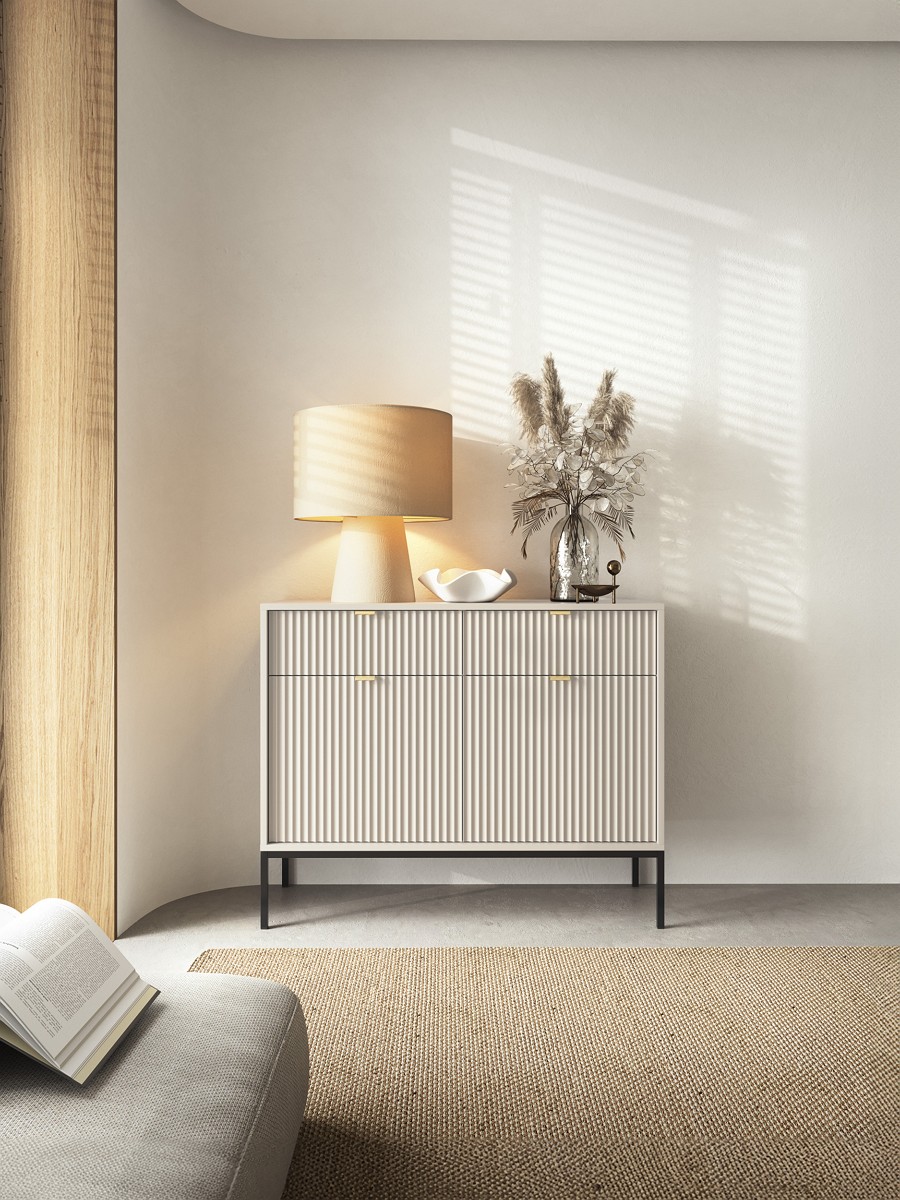 Зображення з  Комод Perfect Home Нова / Nova 2-дверний з 2 шухлядами і чорними ніжками KSZ104 Кашемір