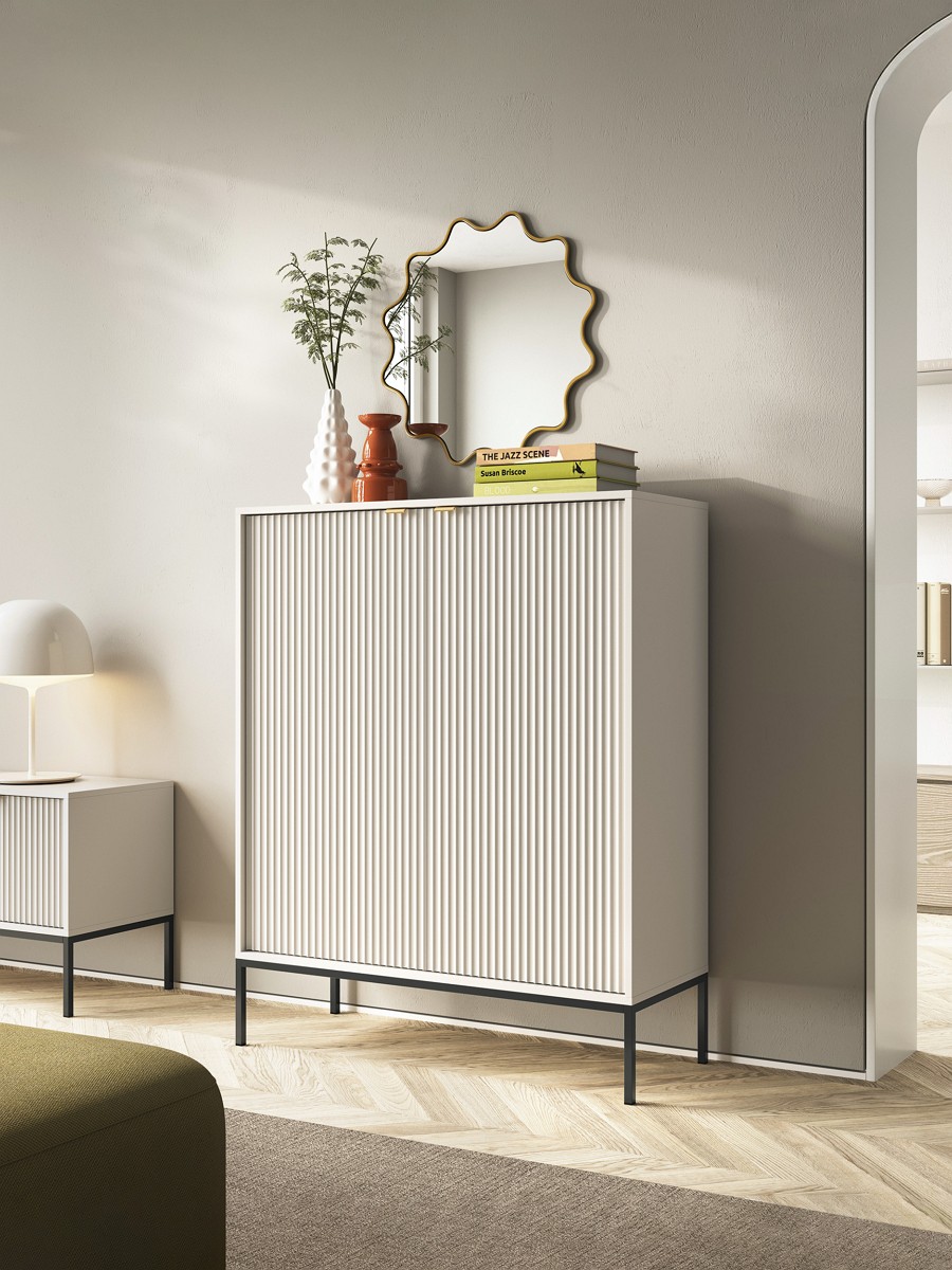 Зображення з  Комод високий Perfect Home Нова / Nova 2-дверний з чорними ніжками K104 Кашемір