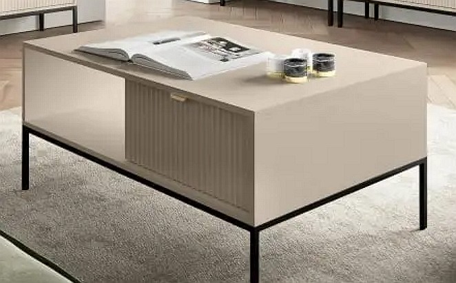 Зображення з  Стіл журнальний Perfect Home Нова / Nova з 2 шухлядами та чорними ніжками L104 Кашемір