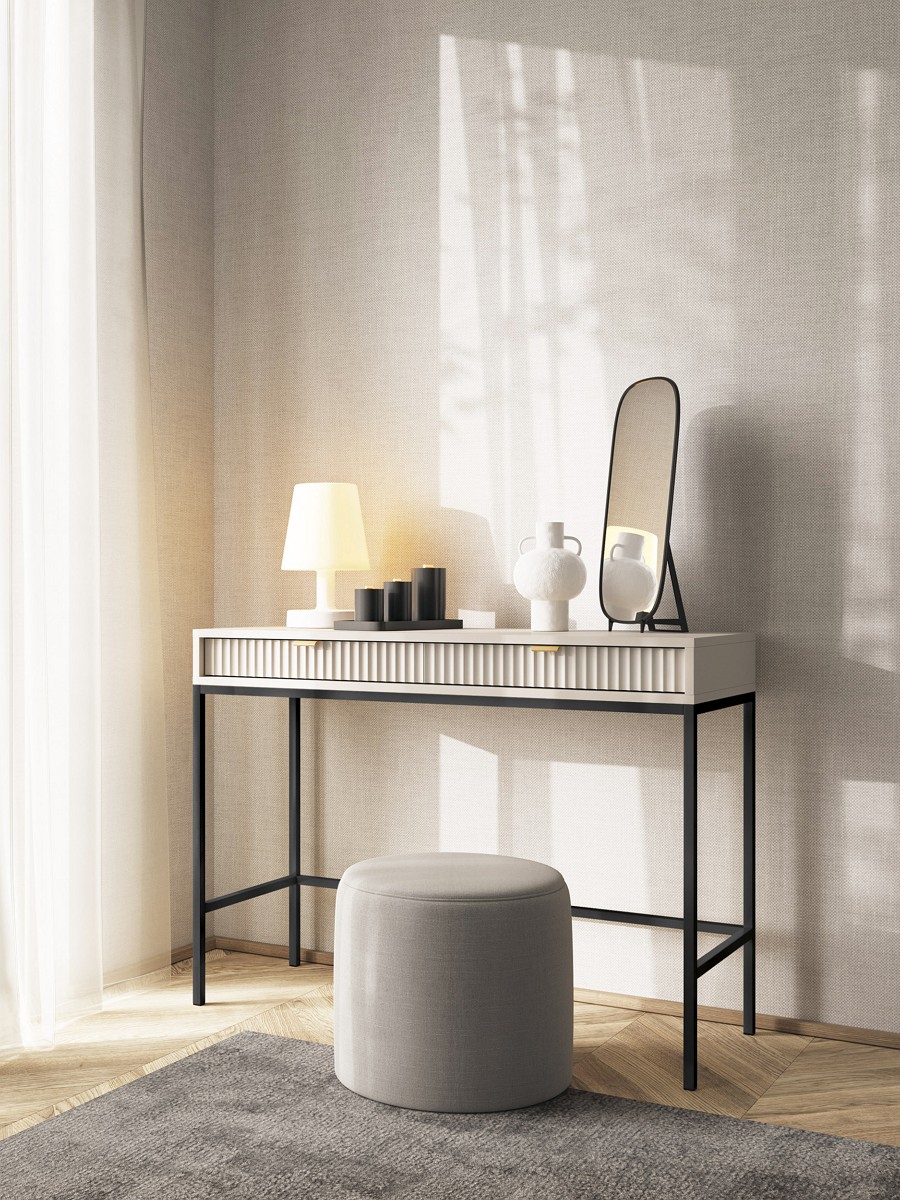 Зображення з  Стіл туалетний Perfect Home Нова / Nova з 2 шухлядами та чорними ніжками T104 Кашемір