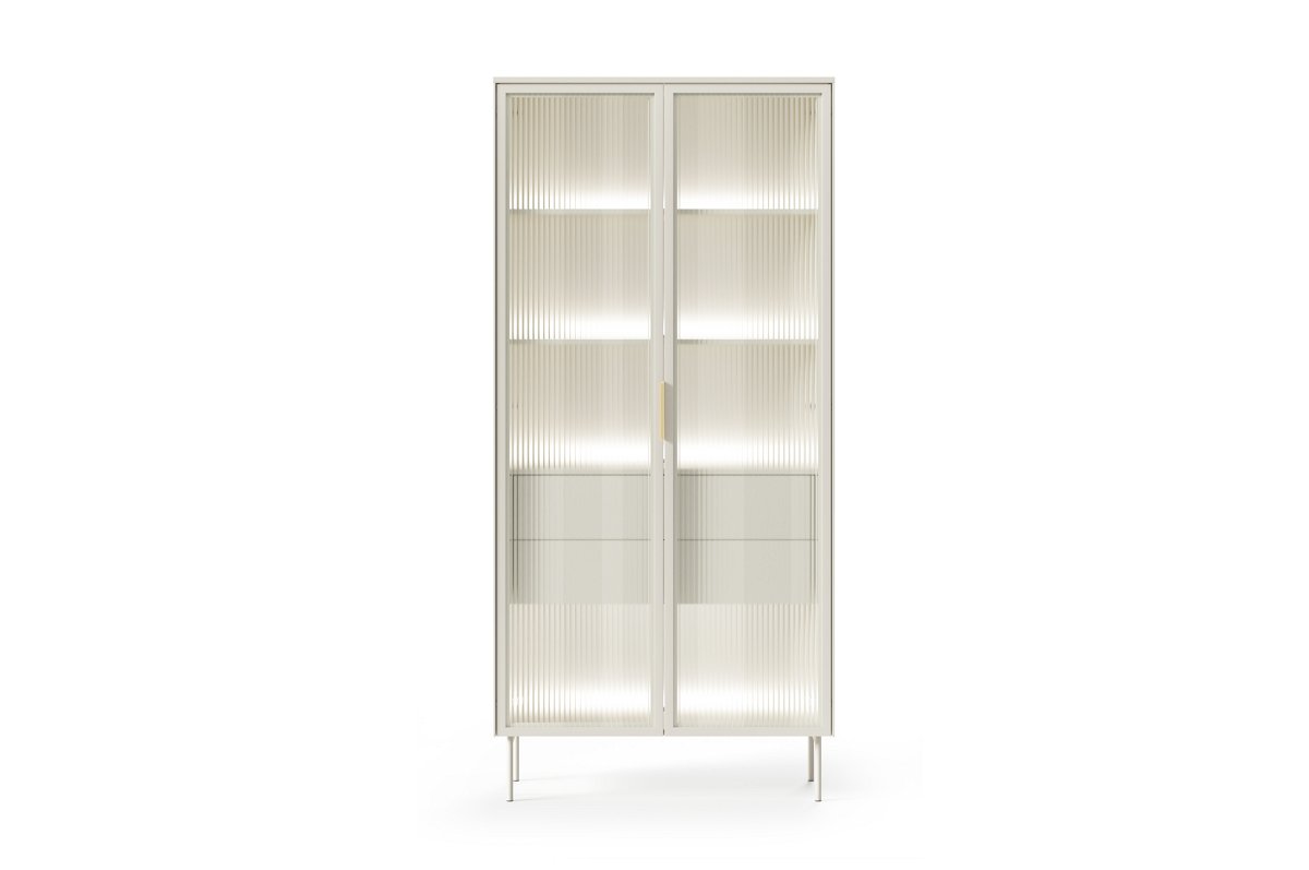 Зображення з  Вітрина висока з підсвіткою Perfect Home Лумі / Lumi 2D2S/91 2-дверна з 2 шухлядами Кашемір