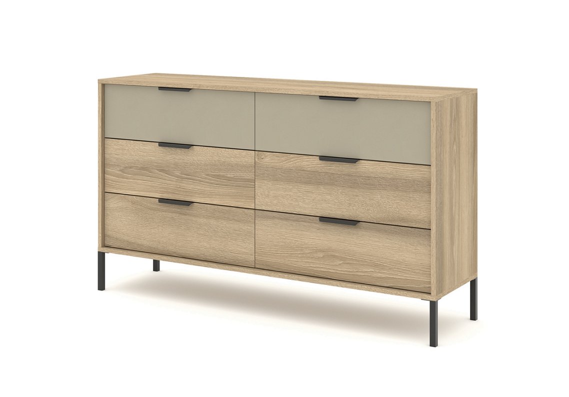 Зображення з  Комод Perfect Home Летто / Letto 6S/153 з 6 шухлядами Дуб терра темний/сірий кам'яний