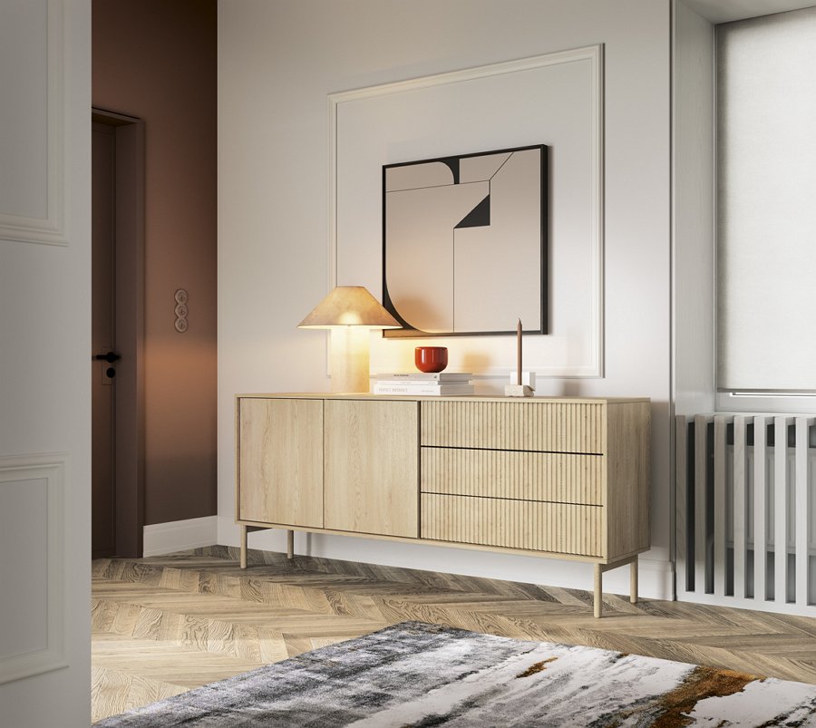 Зображення з  Комод Perfect Home Таво / Tavo 2D3S/187 2-дверний з 3 шухлядами Дуб кремона