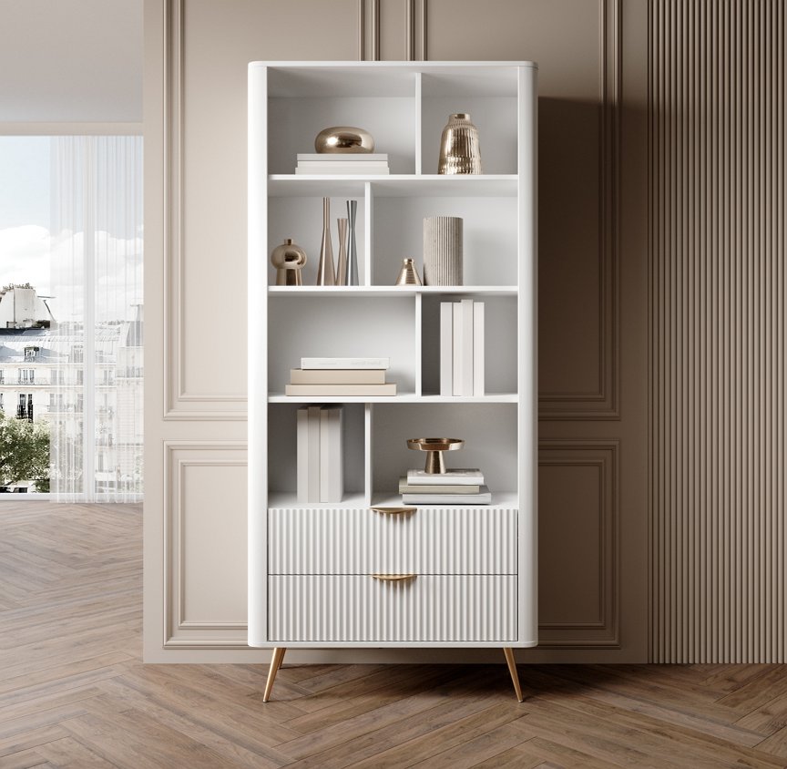 Зображення з  Стелаж Perfect Home Ланте / Lante 2S з 2 шухлядами і чорними ніжками Білий