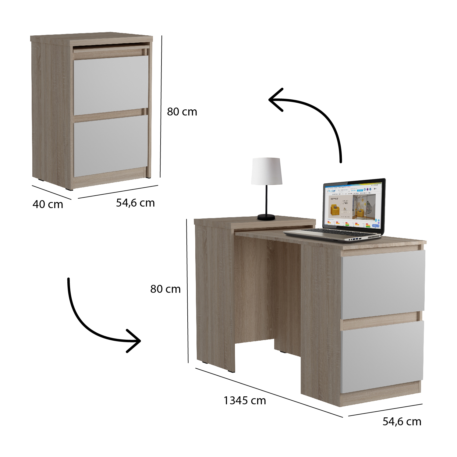 Зображення з  Стіл-трансформер Smart/Смарт 3, Готові кольорові рішення Біле дерево