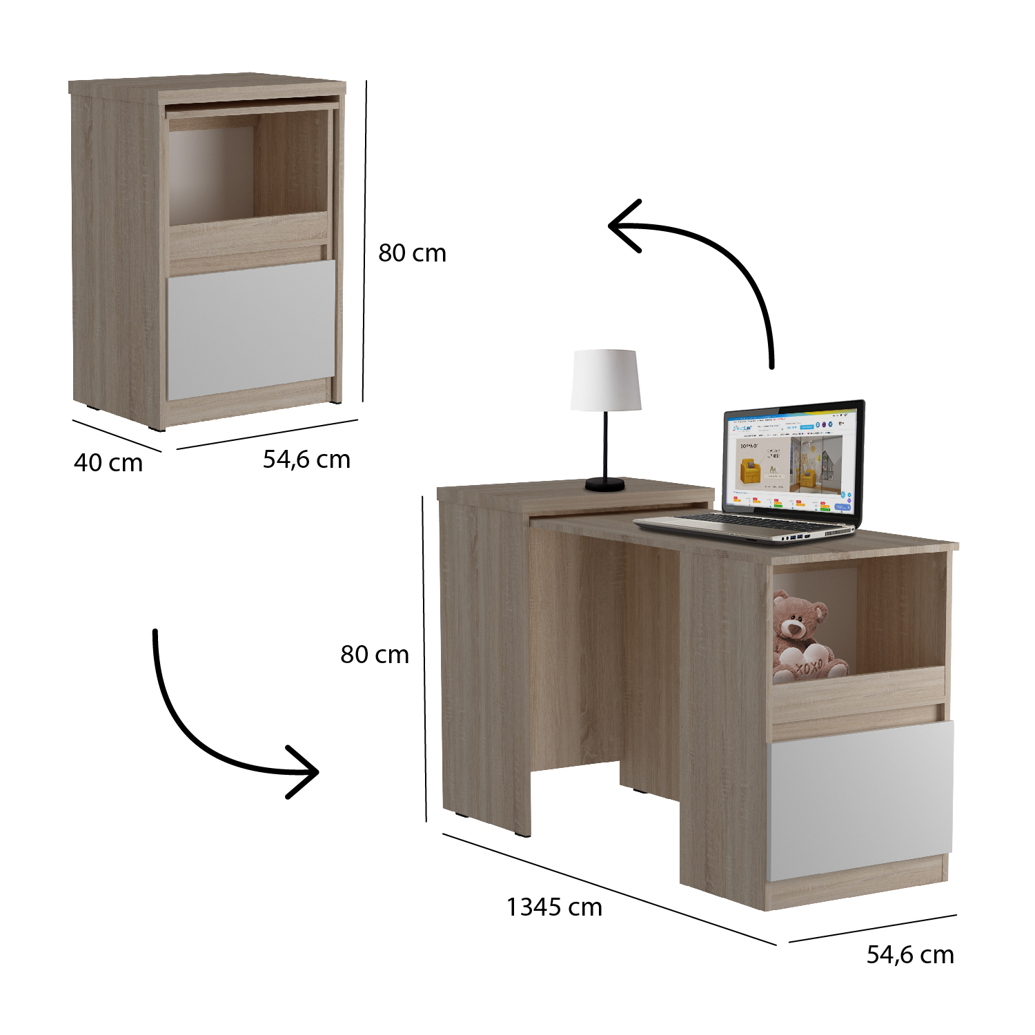 Зображення з  Стіл-трансформер Smart/Смарт 5, Готові кольорові рішення Дуб Крафт золотий