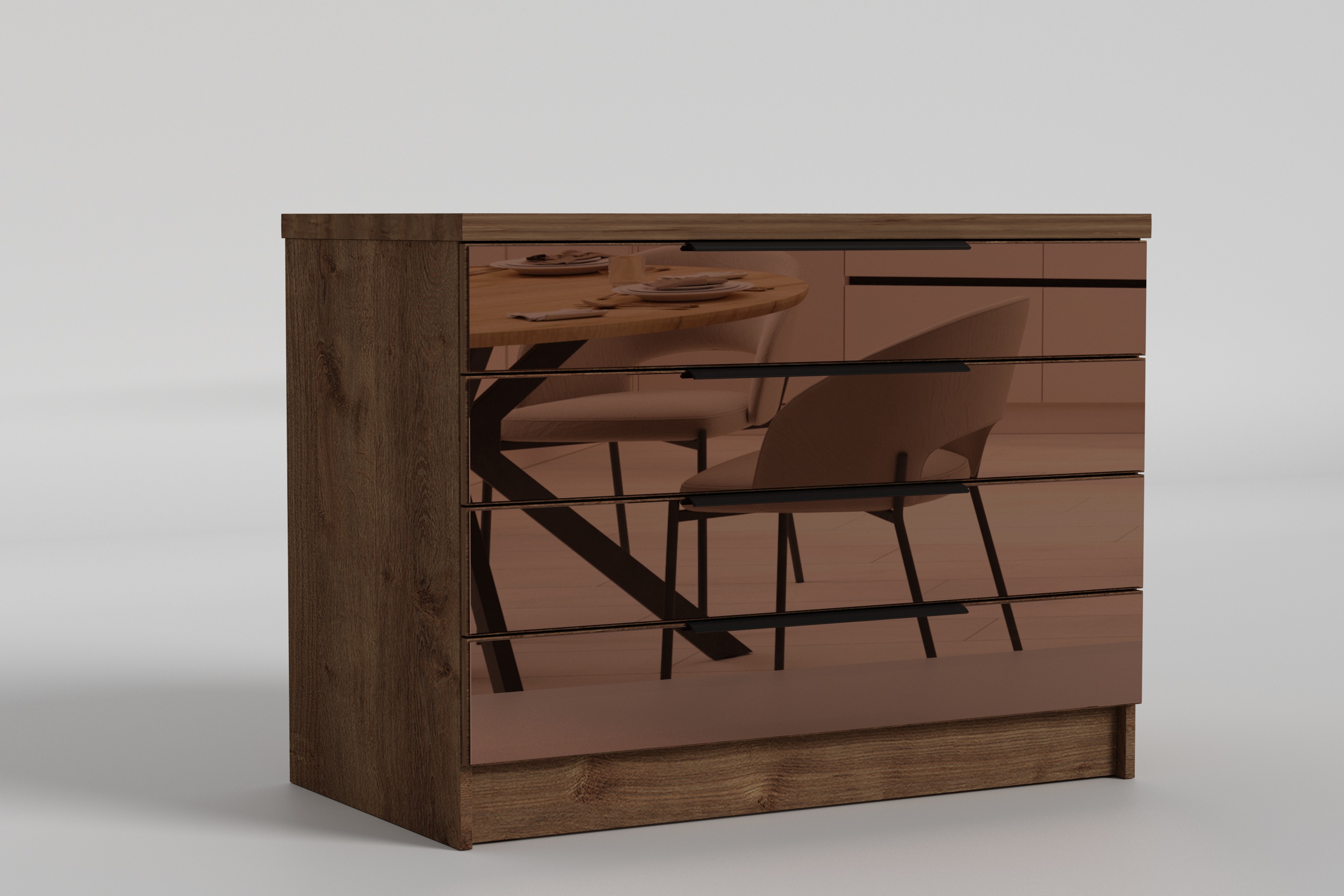 Зображення з  Комод дзеркальний1000 Noir/Нуар, Готові кольорові рішення Дуб Експресив Бронзовий