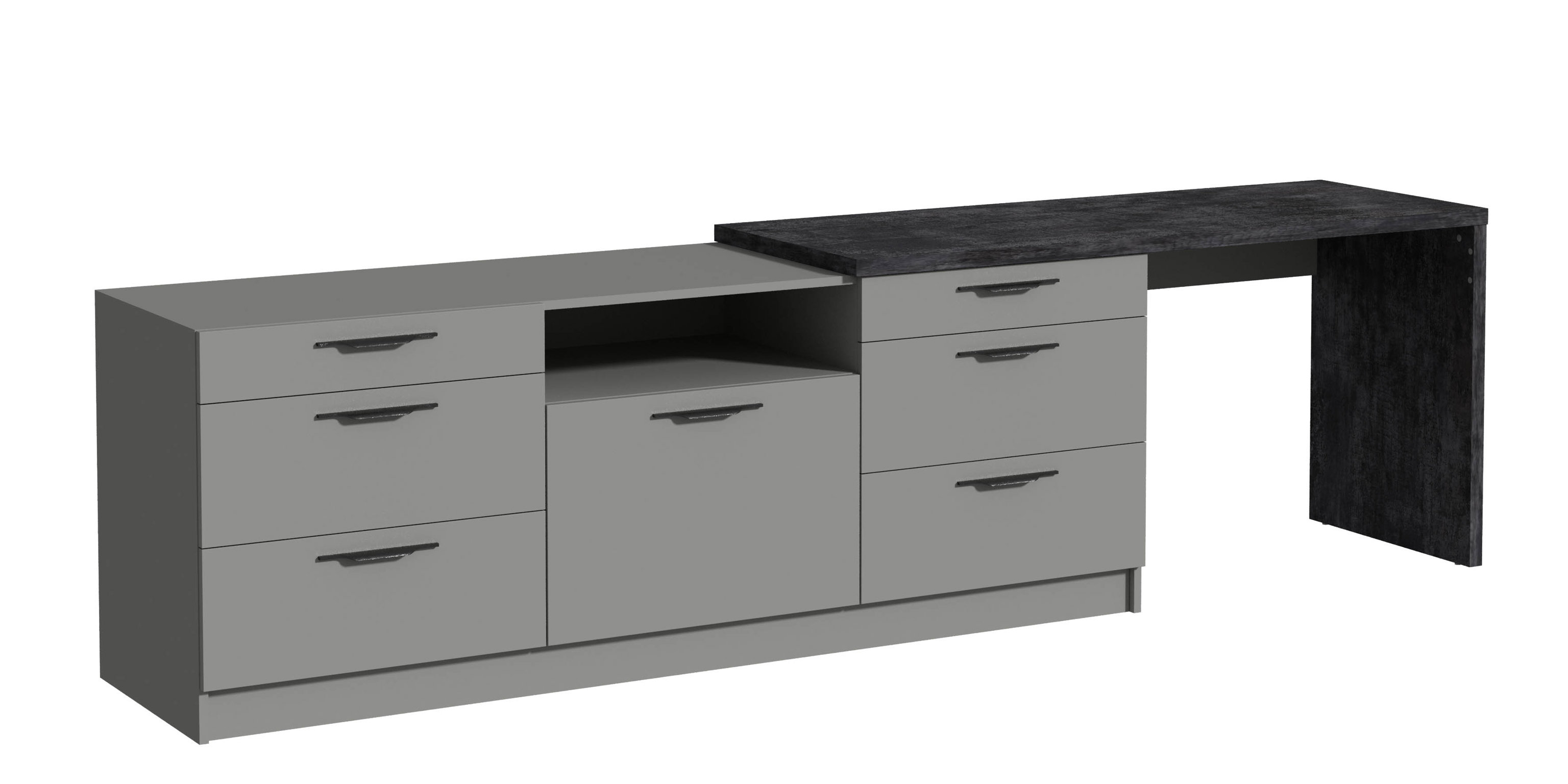 Зображення з  Тумба під ТБ Rosso/Россо з шухлядами 3000х600х804, Готові кольорові рішення Дуб Евок скам'янілий