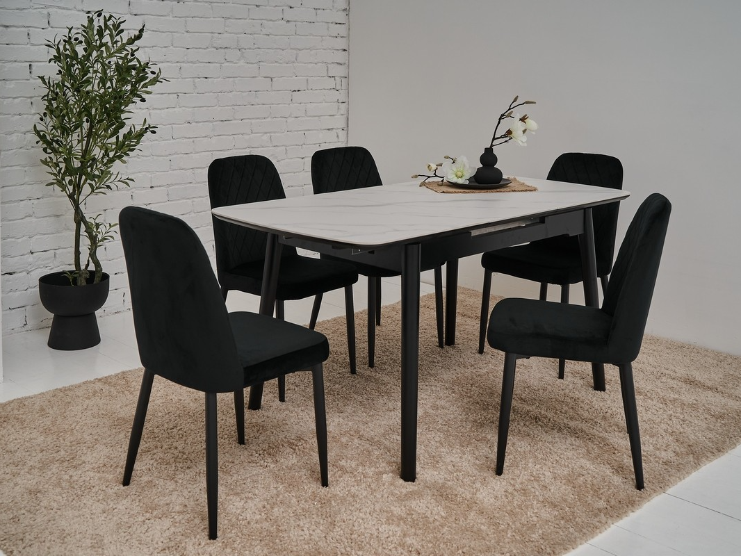 Зображення з  Керамічний стіл TM-76 білий мармур + чорний