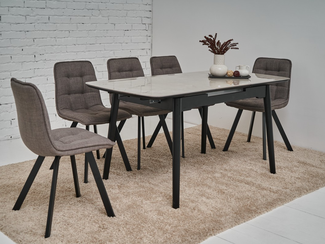 Зображення з  Керамічний стіл TM-76 калакатта мармур (сіра кераміка) + чорний